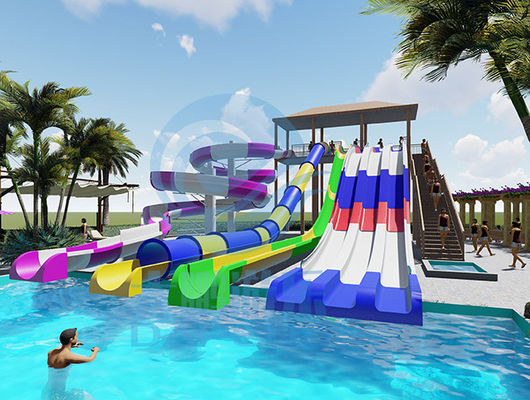 ভালো দাম Commercial FRP Swimming Pool Water Slide Combo 7m Height For All Ages অনলাইন