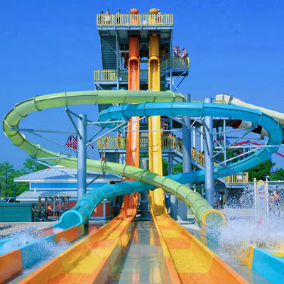 ভালো দাম Customized Colorful Fiberglass Water Park Slide Ending with Pool for Resort Hotels অনলাইন
