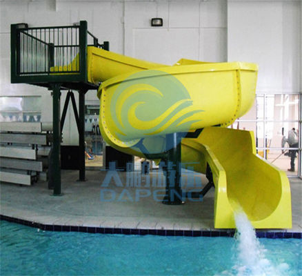 Yellow Open Spiral Swimming Pool Slide 2.2m High Fiberglass Customized