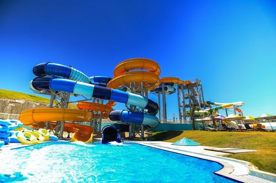 12mm Thickness Fiberglass Waterslide Outdoor Water Park Game Play Equipment  For Swimming Pool