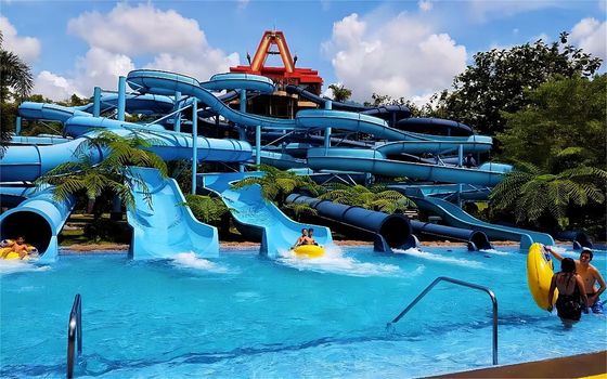 Outdoor Water Park Swimming Pool Fiberglass Slide 5m Height