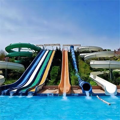 Kids Water Park Amusement Rides Fiberglass Water Slides For Children