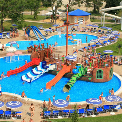 জনপ্রিয় কিডস অ্যাকোয়া পার্ক ওয়াটার খেলার মাঠ জলদস্যু জাহাজ পুল স্লাইড স্প্ল্যাশ প্যাড সহ