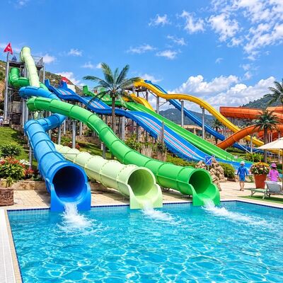 Enclosed Spiral Water Slide Fiberglass Curved Flume Custom Color Ride For Commercial Adult Water Park Slide