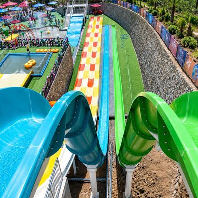 Professional Multi Lane Rainbow Racer Fiberglass Water Slide For Aqua Park Project
