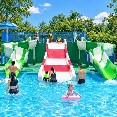 3 Multi Lane Family Wide Water Slide Fiberglass For Kids And Adult 6-10mm Thickness